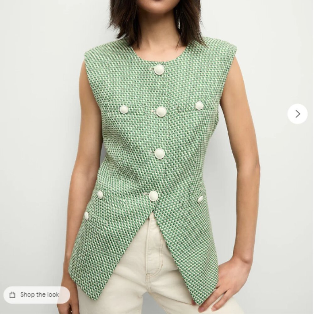 Veronica Beard Green Vest with White Accents